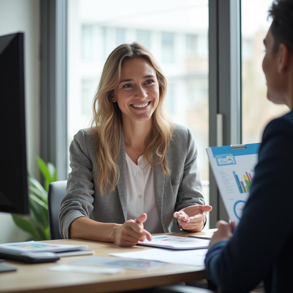 Insurance Agent Discussing Policies in an Office