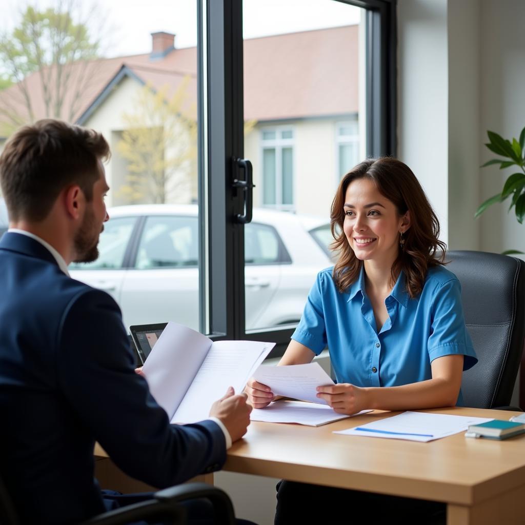 Discussing auto insurance claim with an agent in New Castle, DE