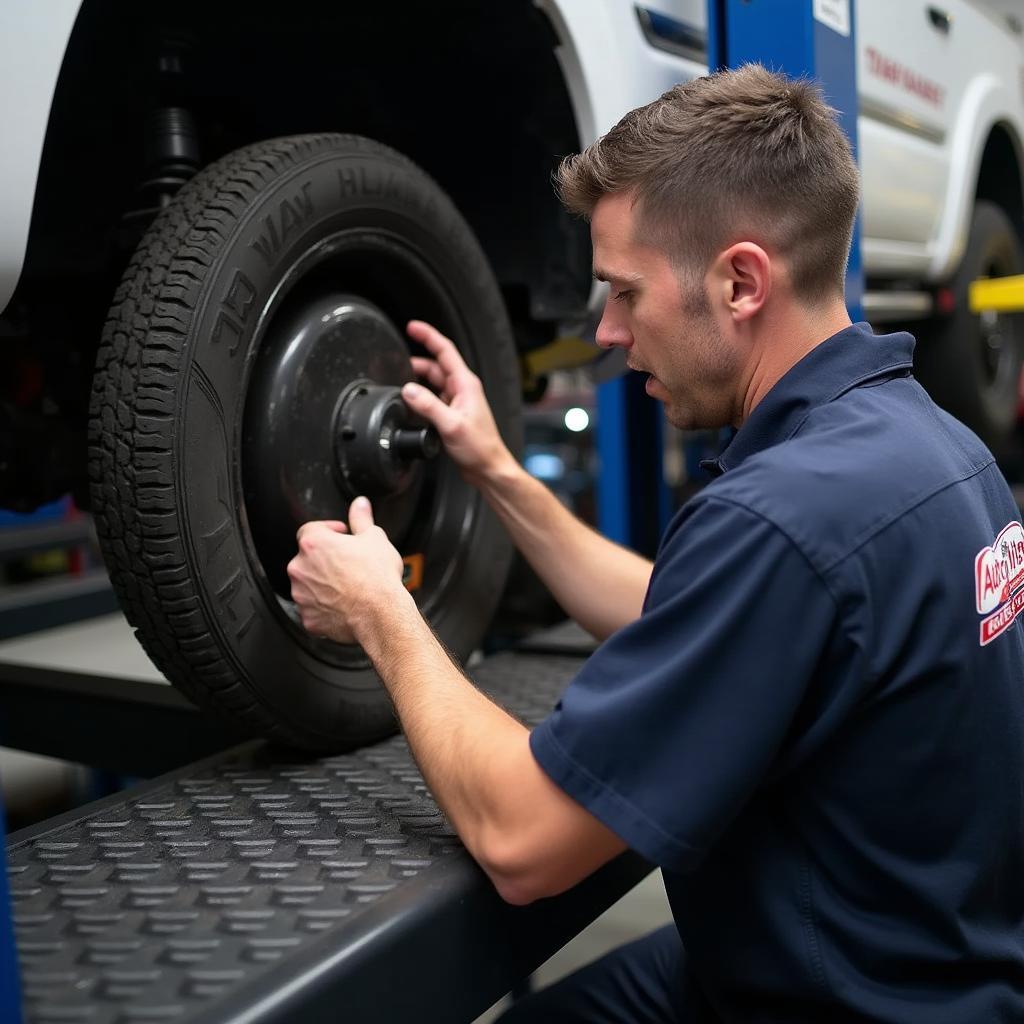 Auto Lift Master Service Technician Performing Lift Maintenance