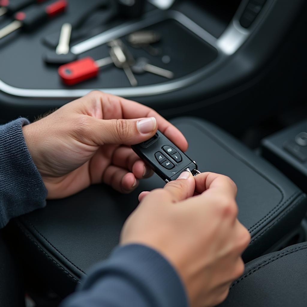 Auto Locksmith Cutting Car Key