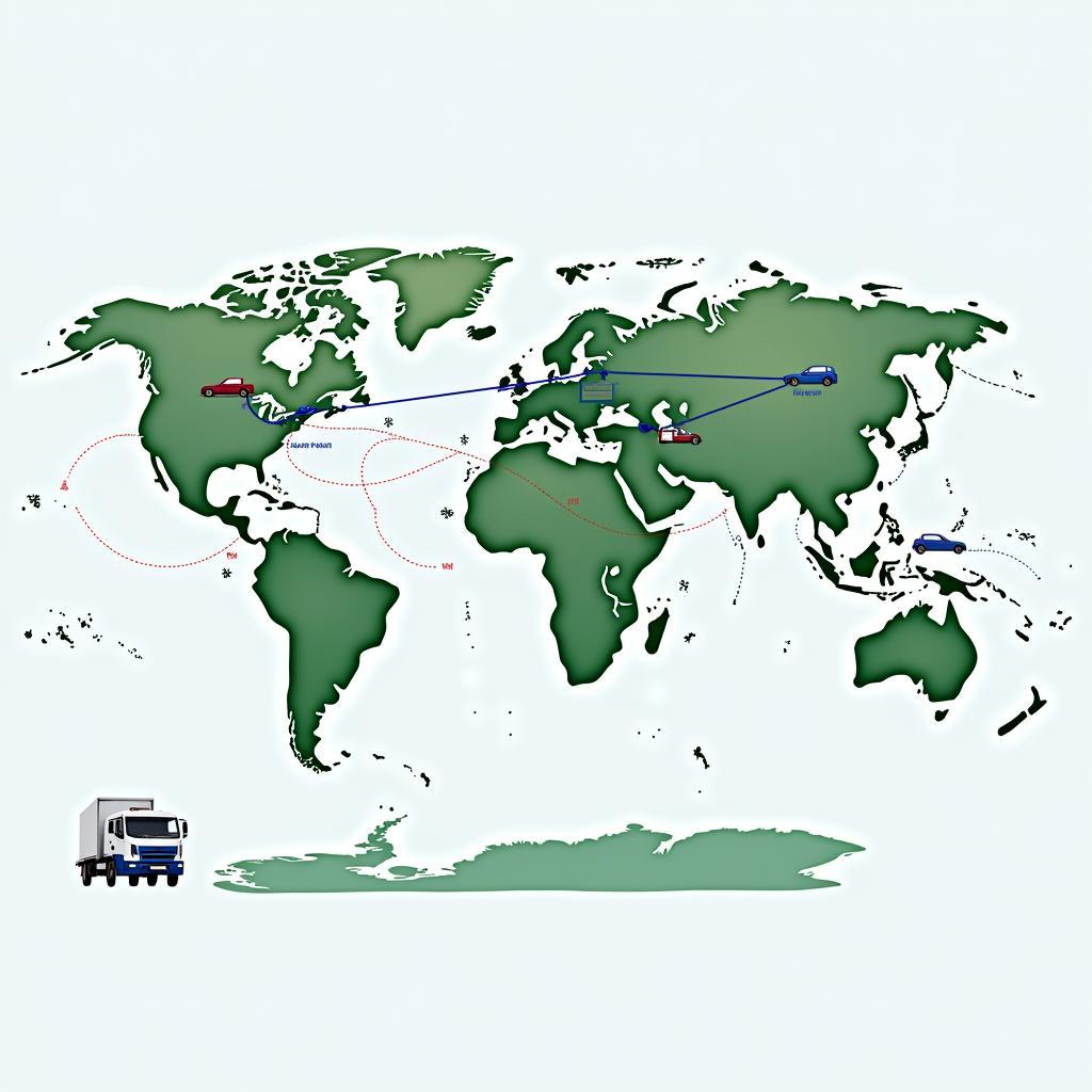 Auto Logistics Services Network Map Showing Global Connections