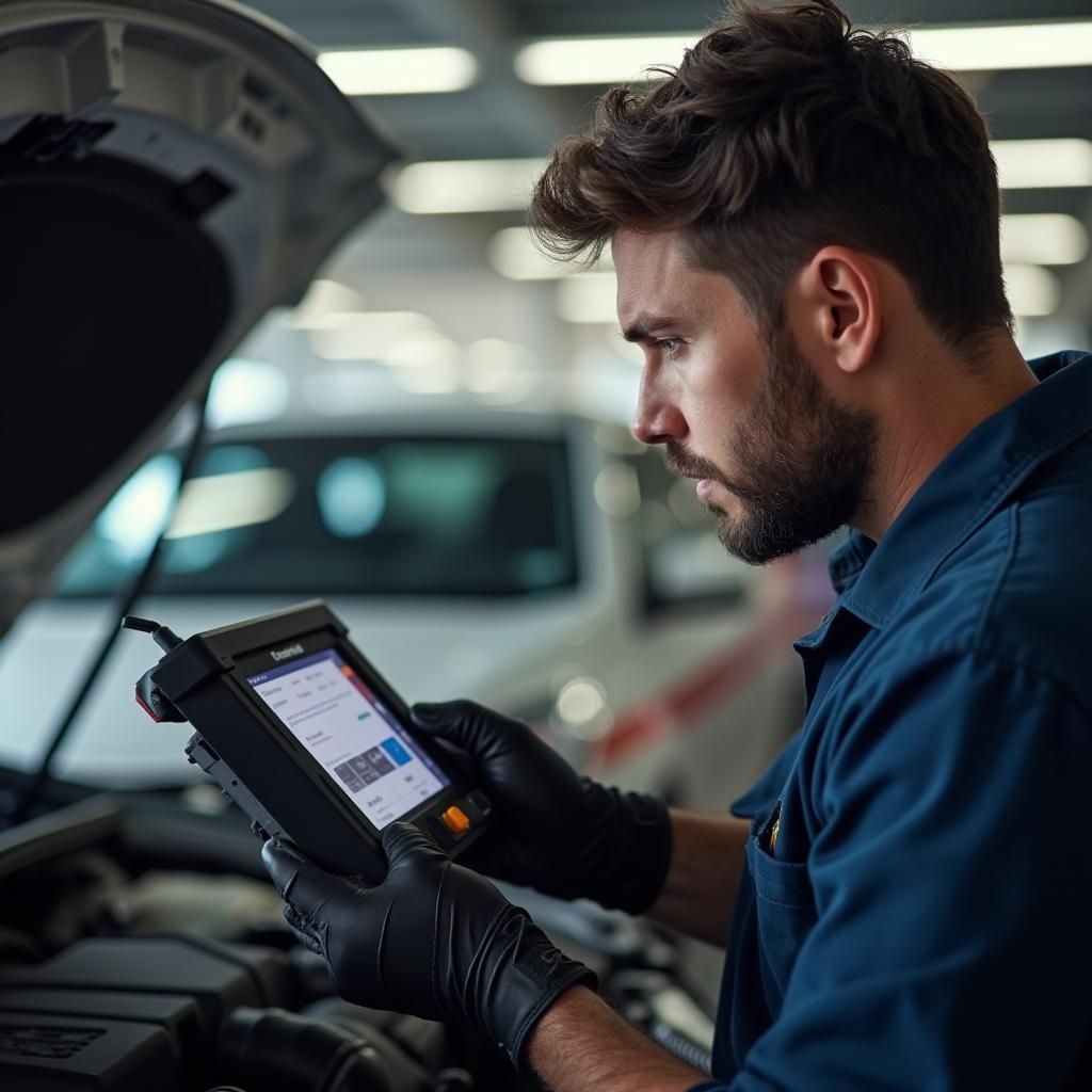 Skilled Mechanic Performing Car Diagnostics in West Valley City