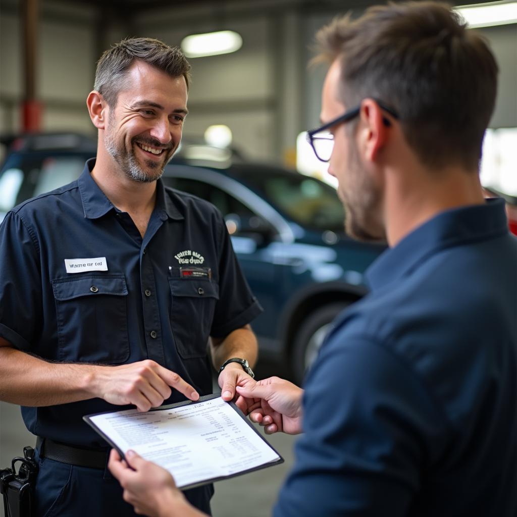 Auto Mechanic Explaining Repair Estimate