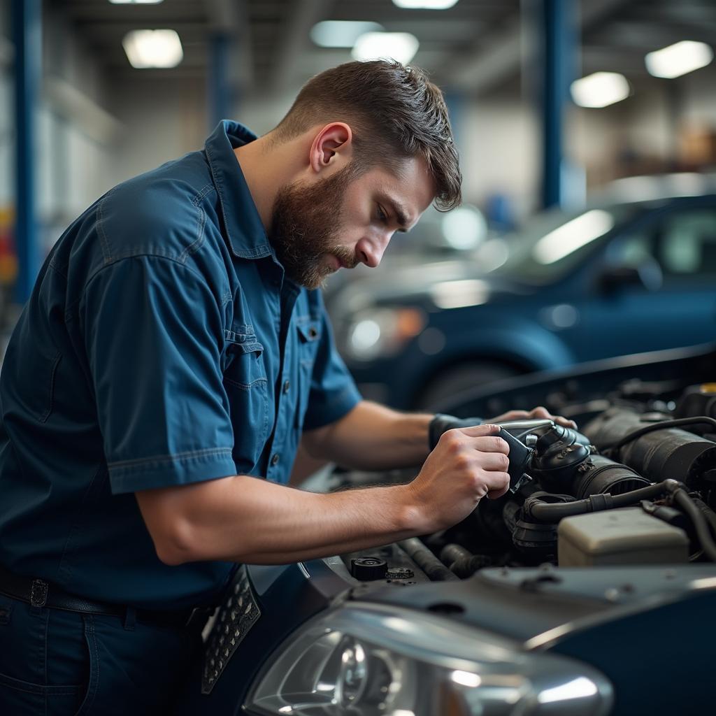 ASE Certified mechanic working on a car in Idaho Falls