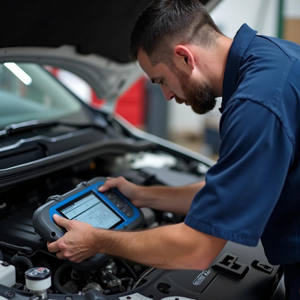 Auto Mechanic Inspecting Car