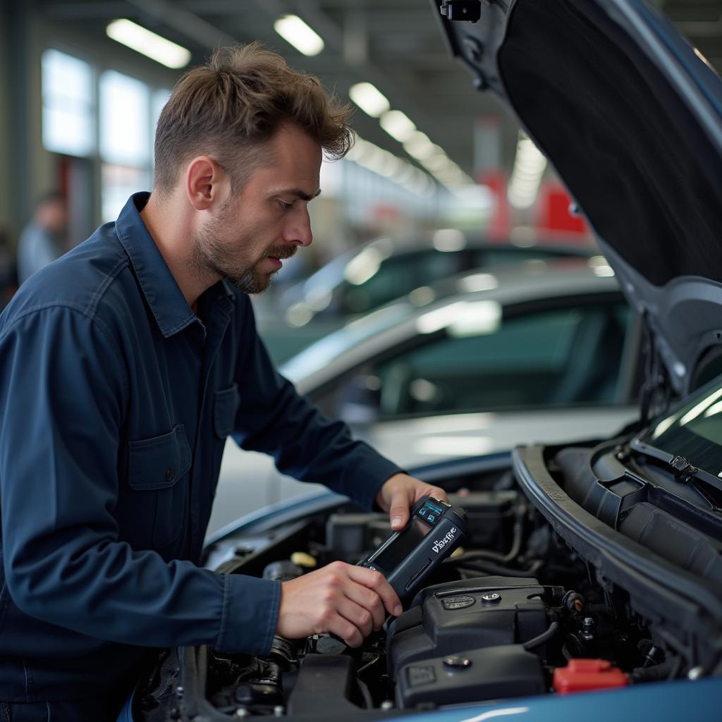 Auto Mechanic Inspecting Engine in Richmond