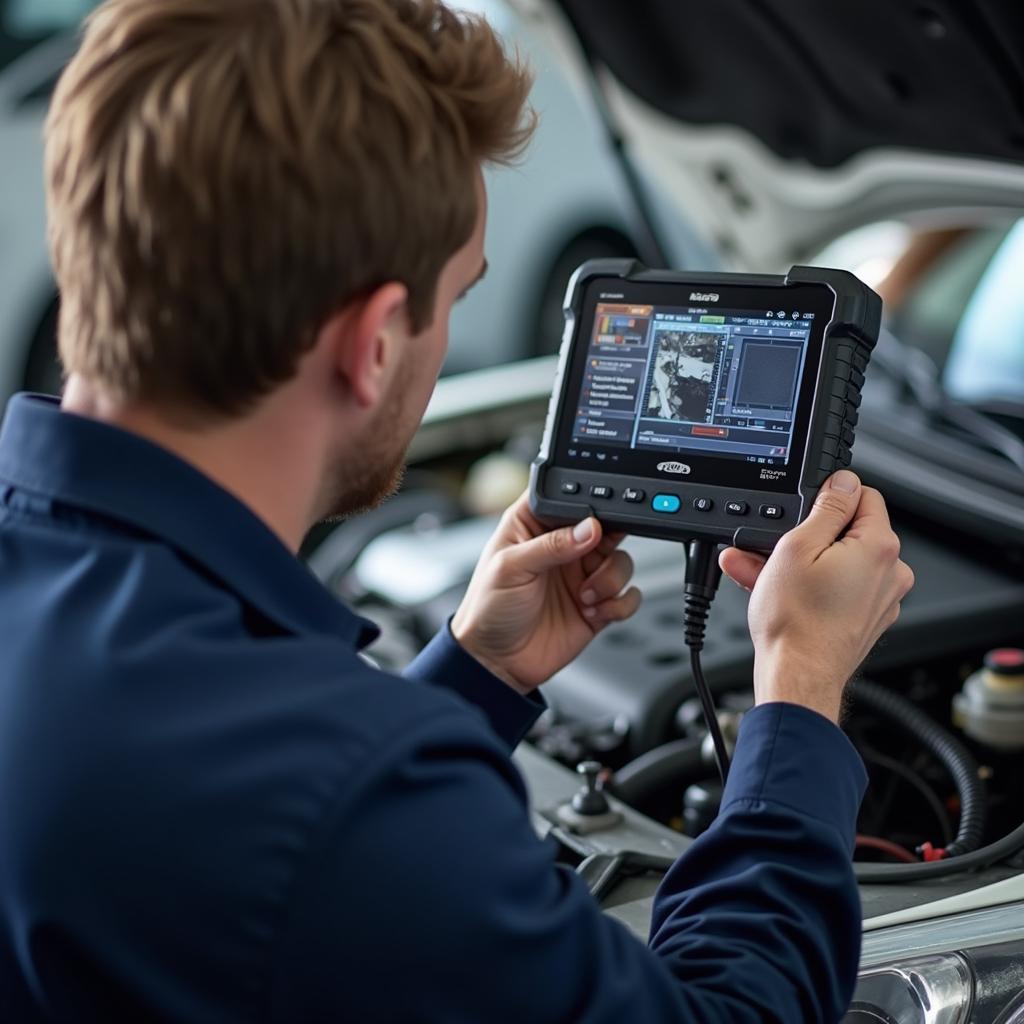 Auto Mechanic Using Diagnostic Tool in Parker, CO