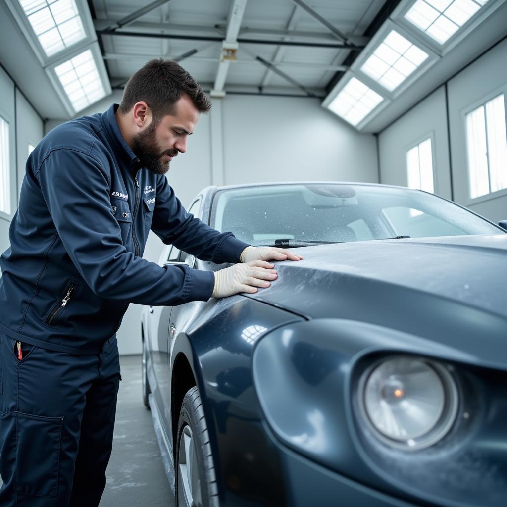 Auto Painting Service in Sunnyvale Applying Paint in a Booth