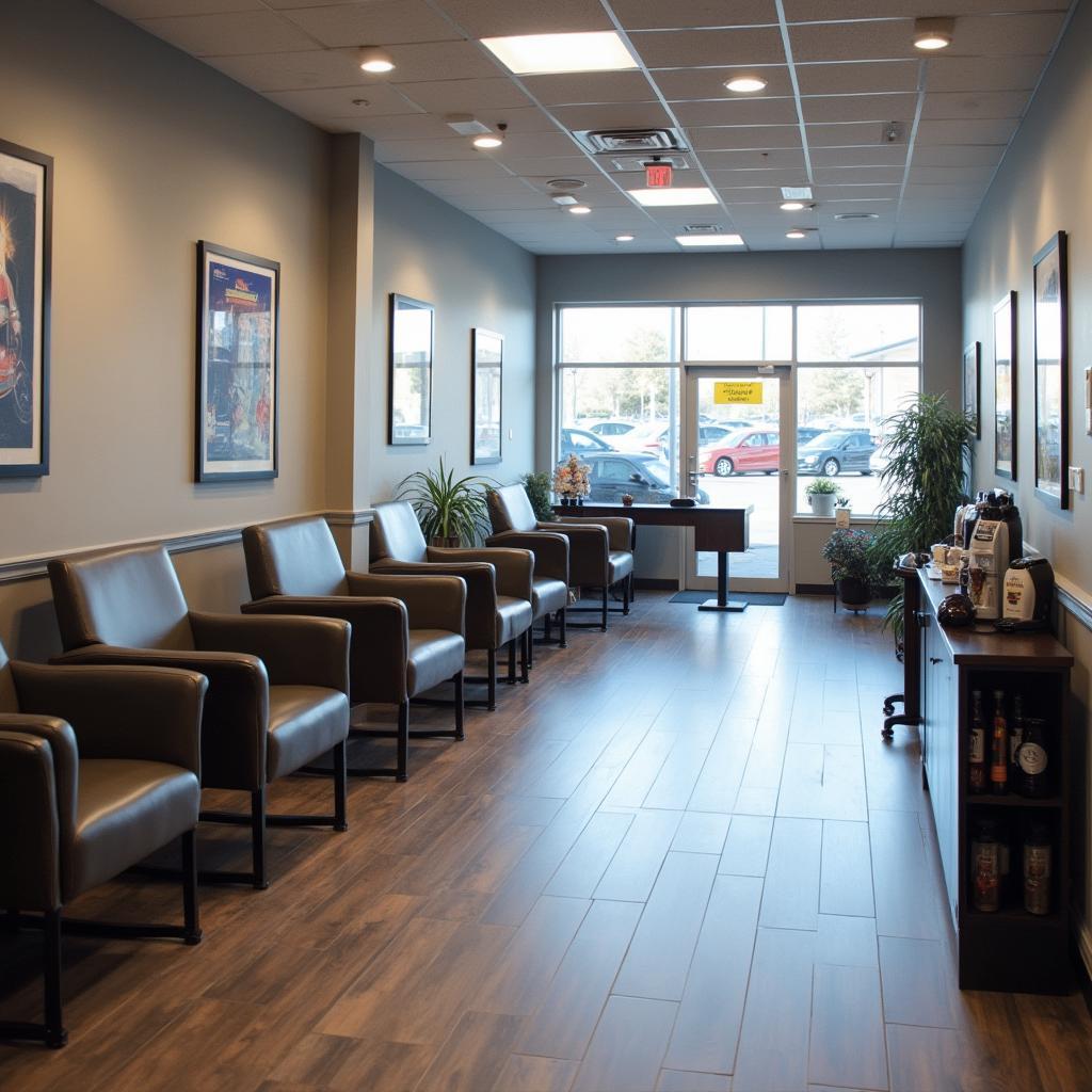 Comfortable waiting area in an auto pedigree service centre.