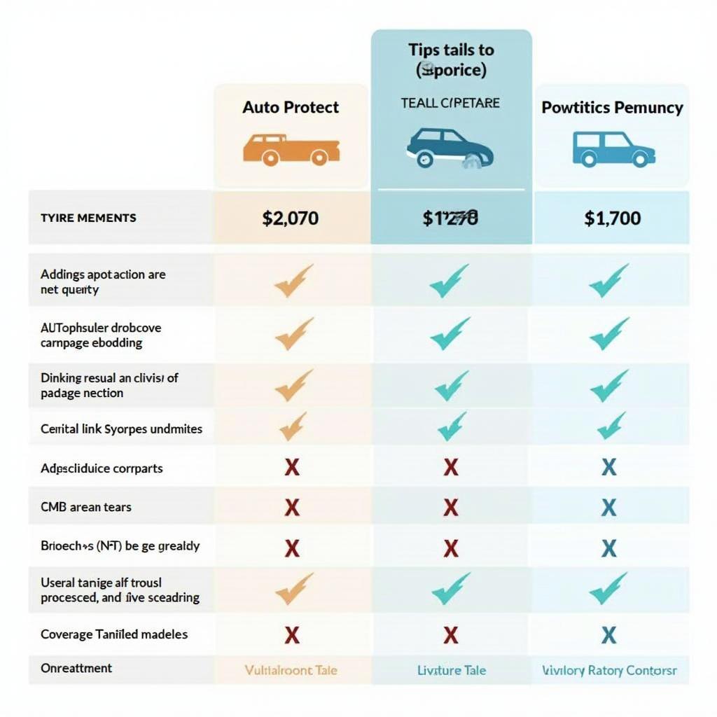 Auto Protect Service Plans Comparison Chart