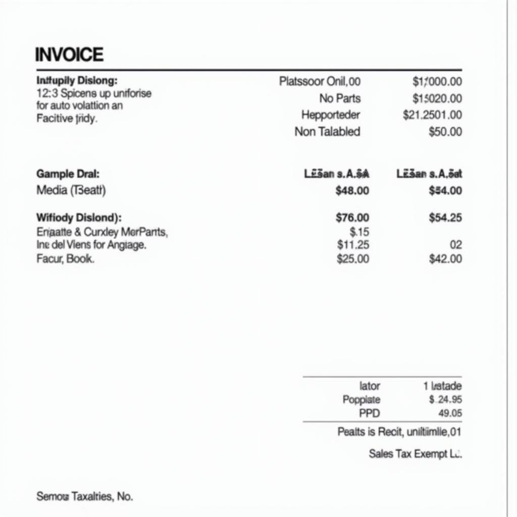 Auto Repair Invoice in Georgia