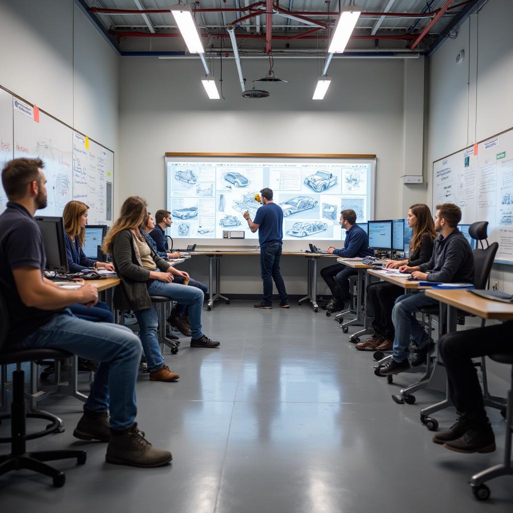 Classroom setting in an auto repair school in Colorado