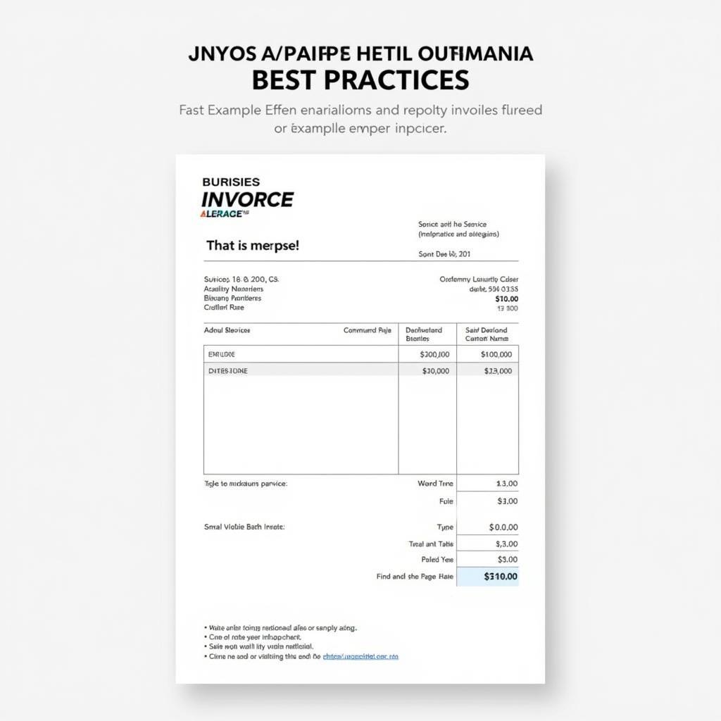 Example demonstrating best practices for auto repair service invoice templates