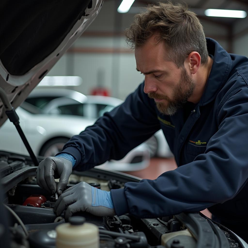 Mechanic working on a car in Osterburg