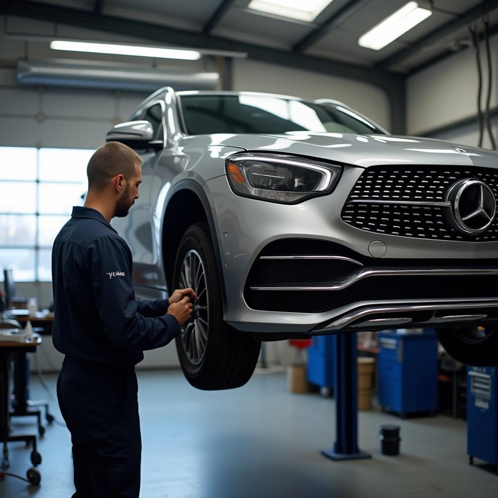 Car undergoing repair in Groveland