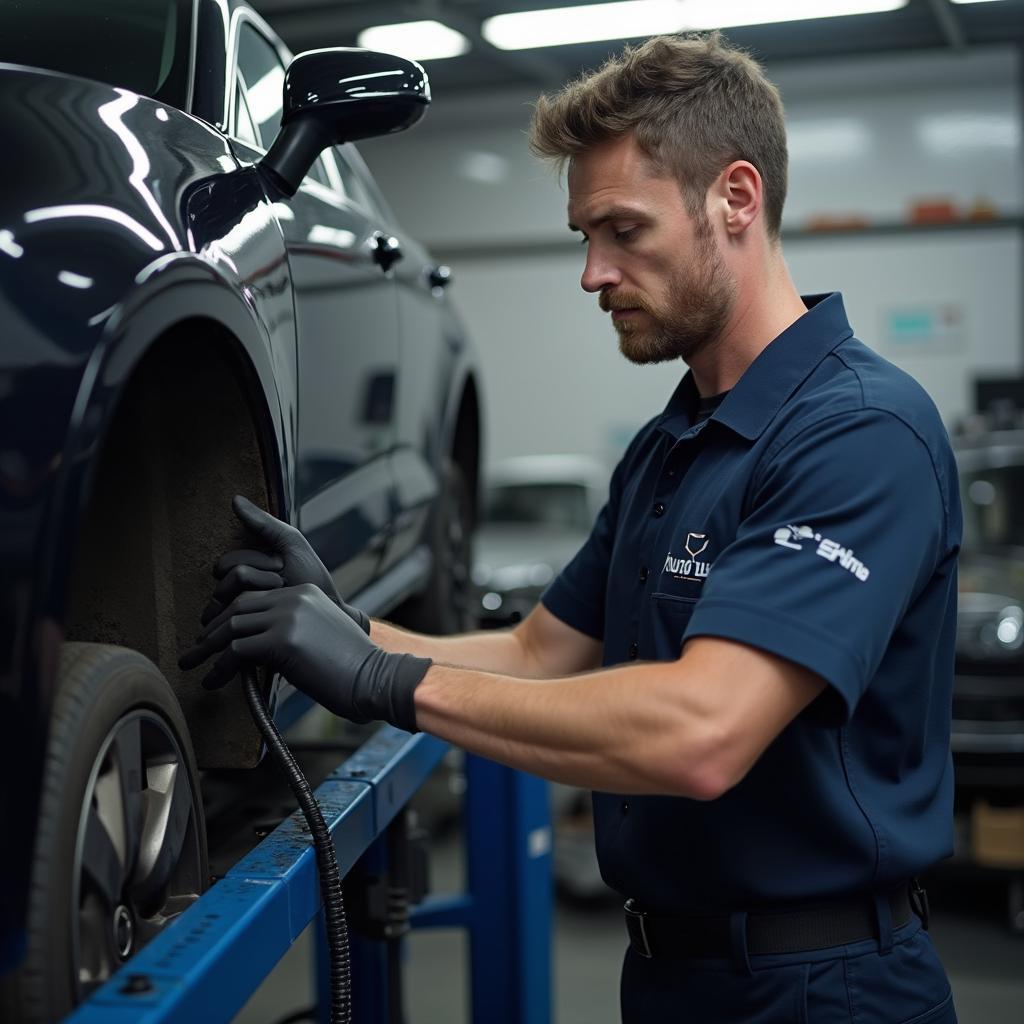 Car repair in progress at an auto shop in Duluth, GA