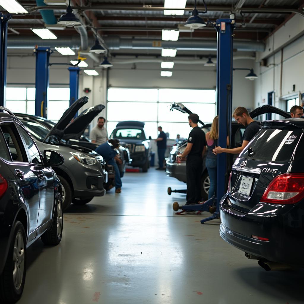 Busy auto repair shop in Hanover, MD