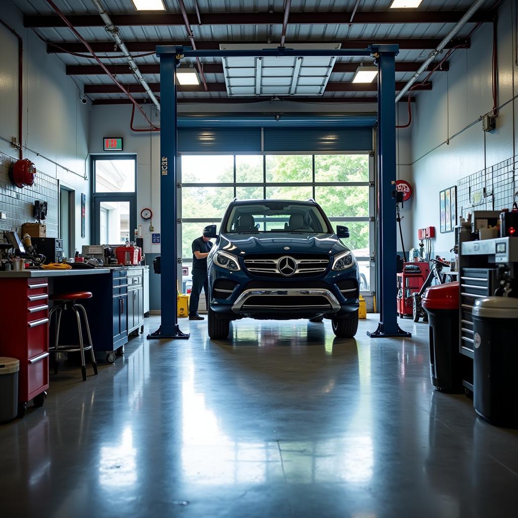 Modern auto repair shop interior