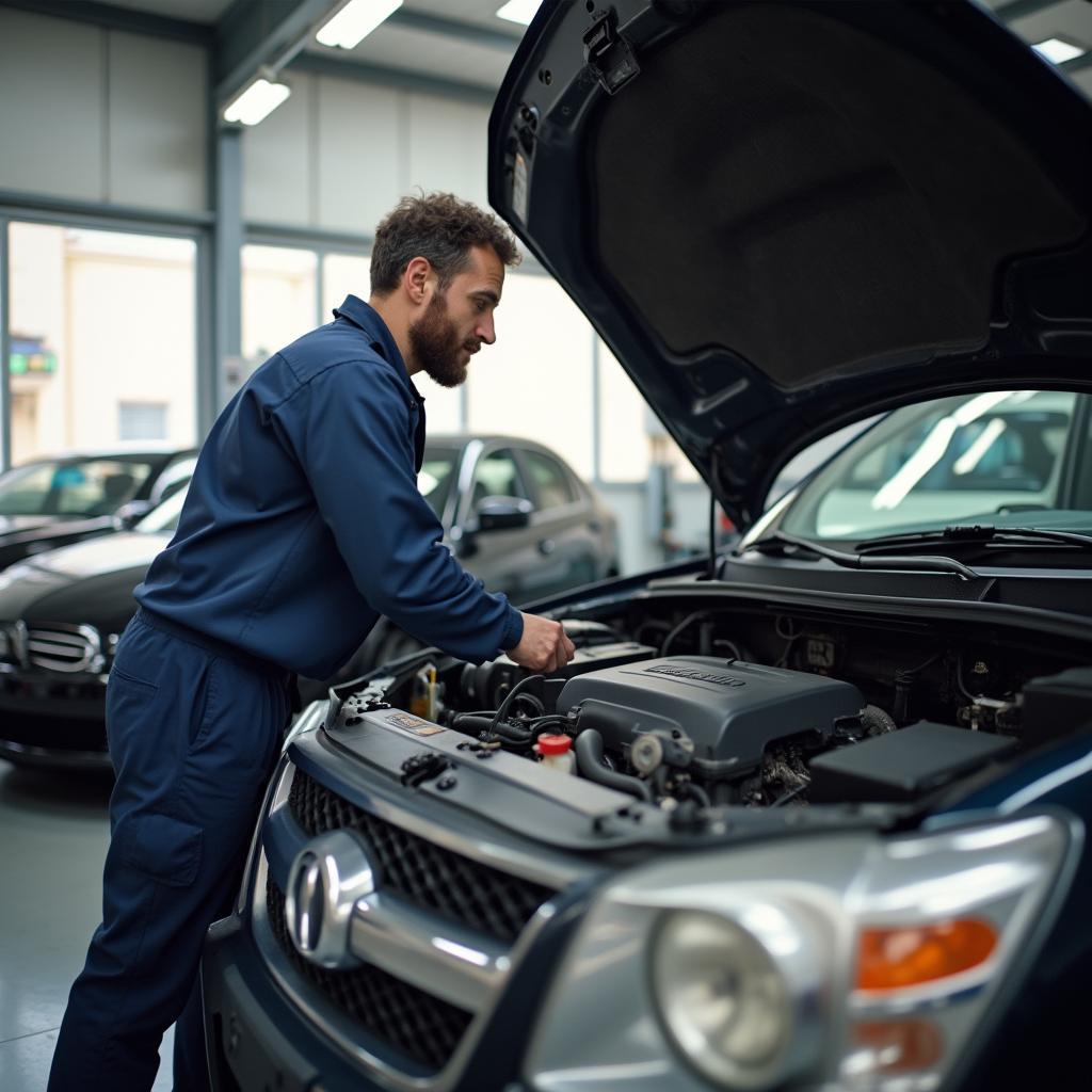 Mechanic working on a car in a Woodstock GA auto repair shop