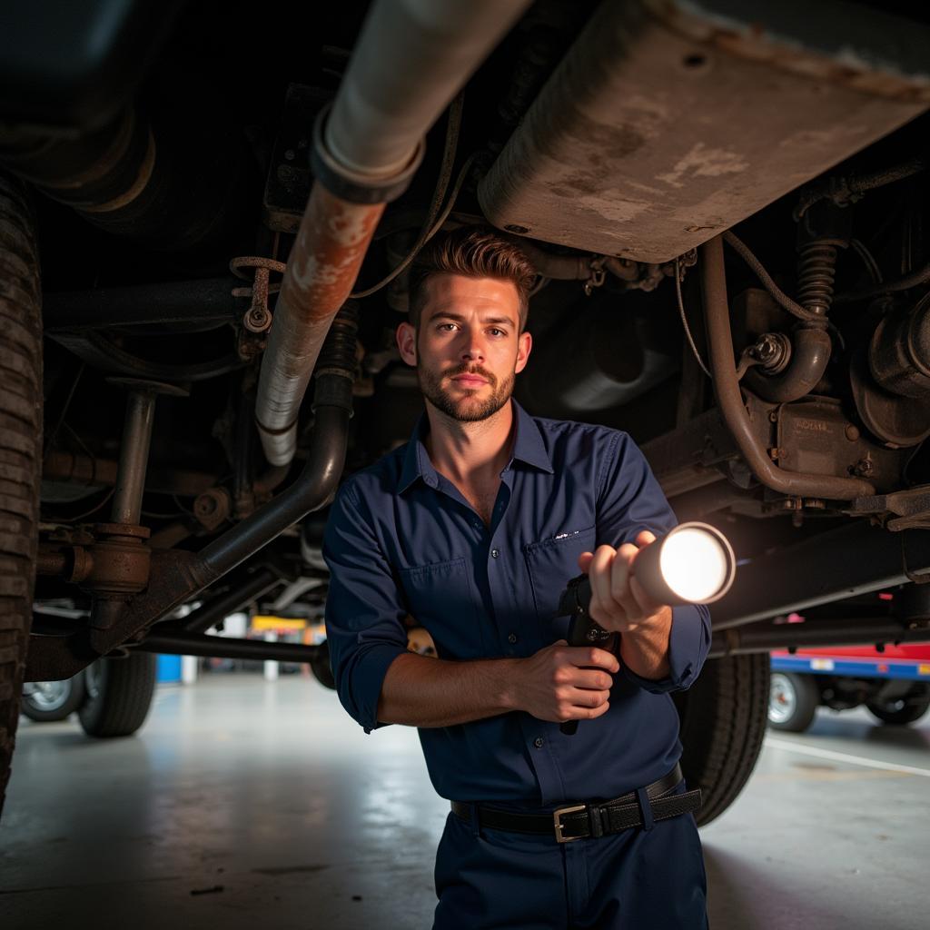 Experienced auto restoration specialist inspecting a classic car in Oakland Park, FL