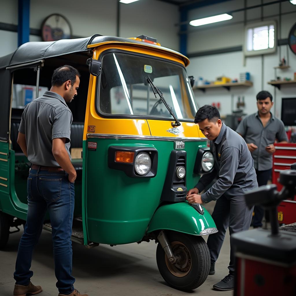 Auto Rickshaw Mechanic Performing Service