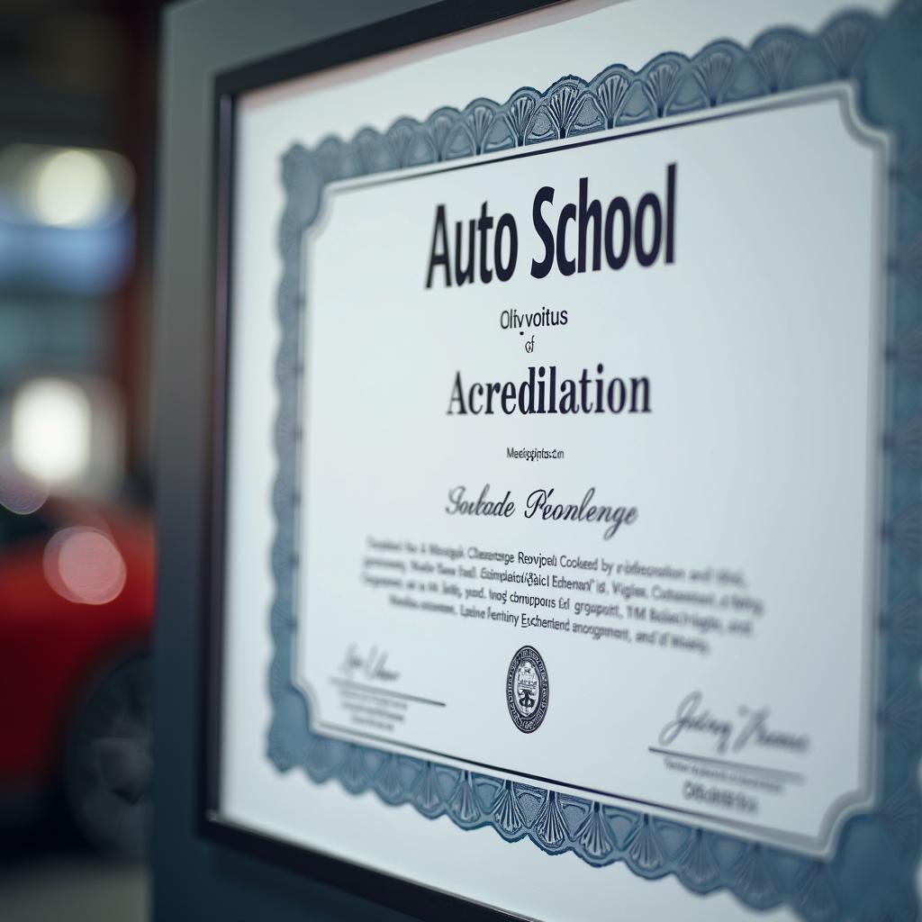 Auto School Accreditation Certificate