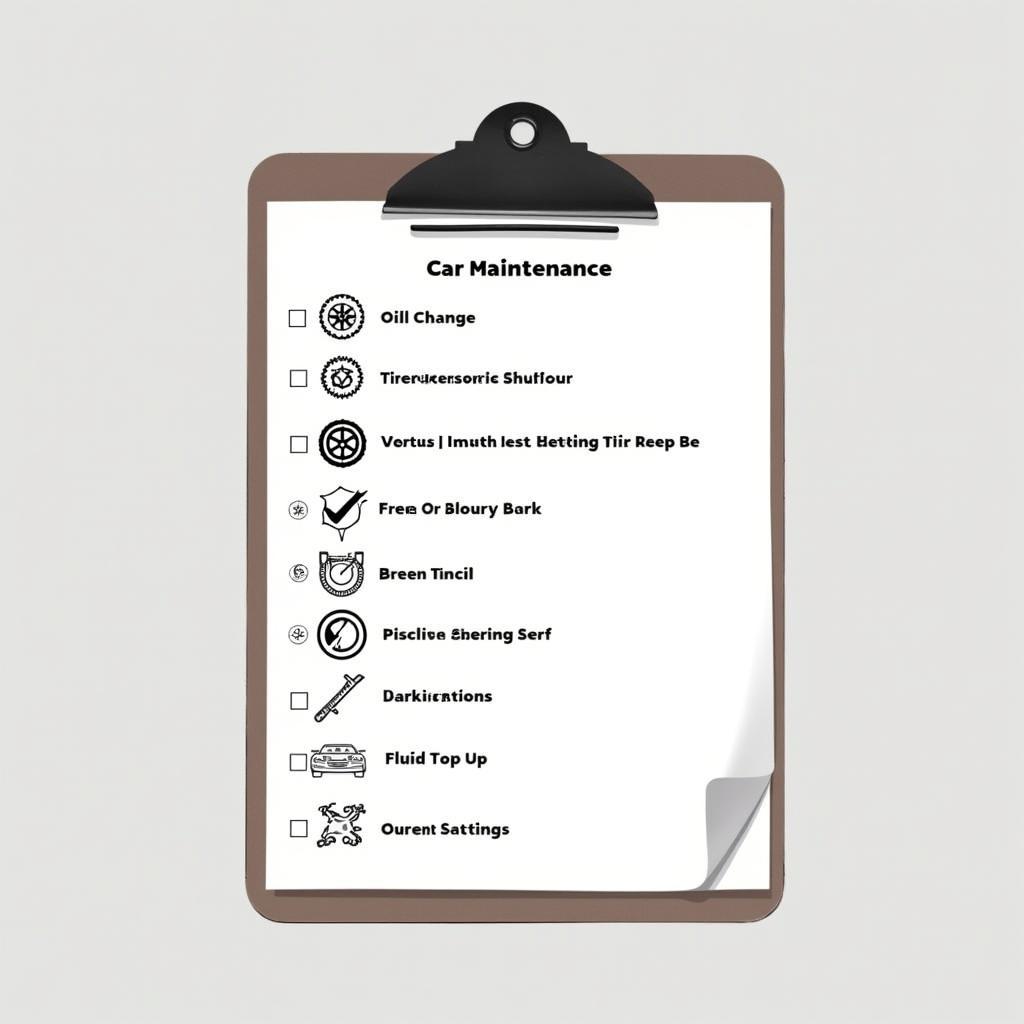 Car maintenance checklist on a clipboard