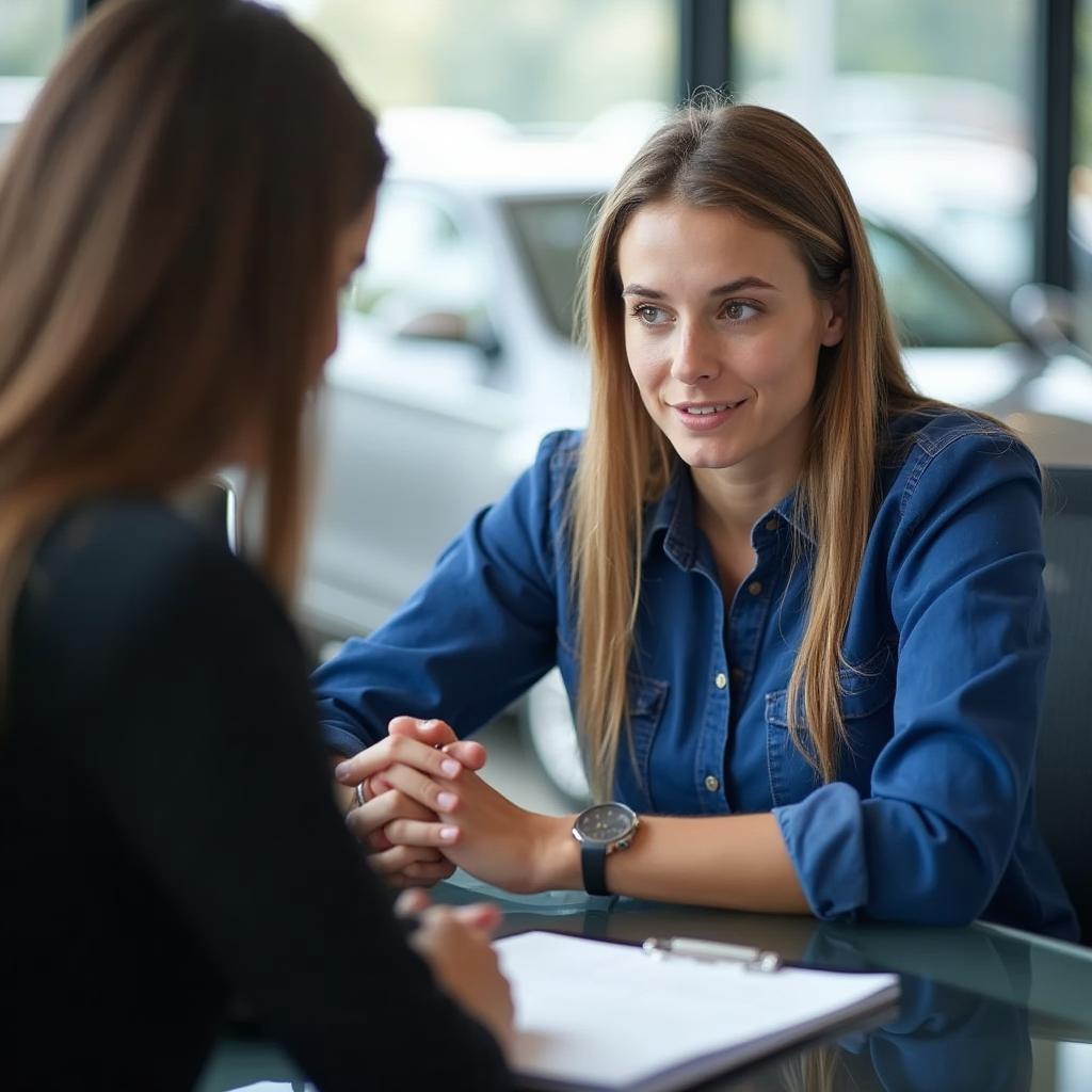 Auto Service Advisor Assisting Customer