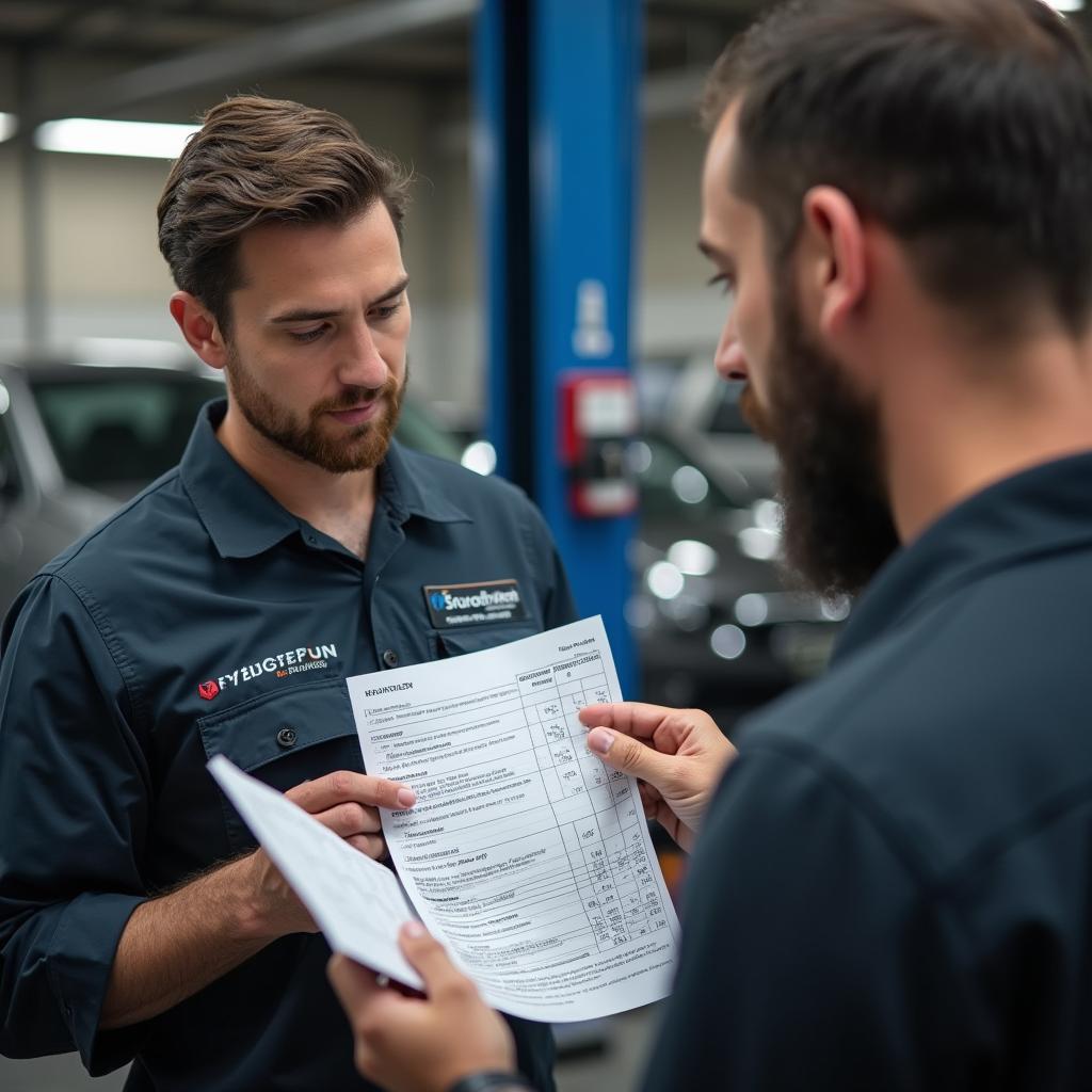 Service Advisor Discussing Repair Estimate with Customer