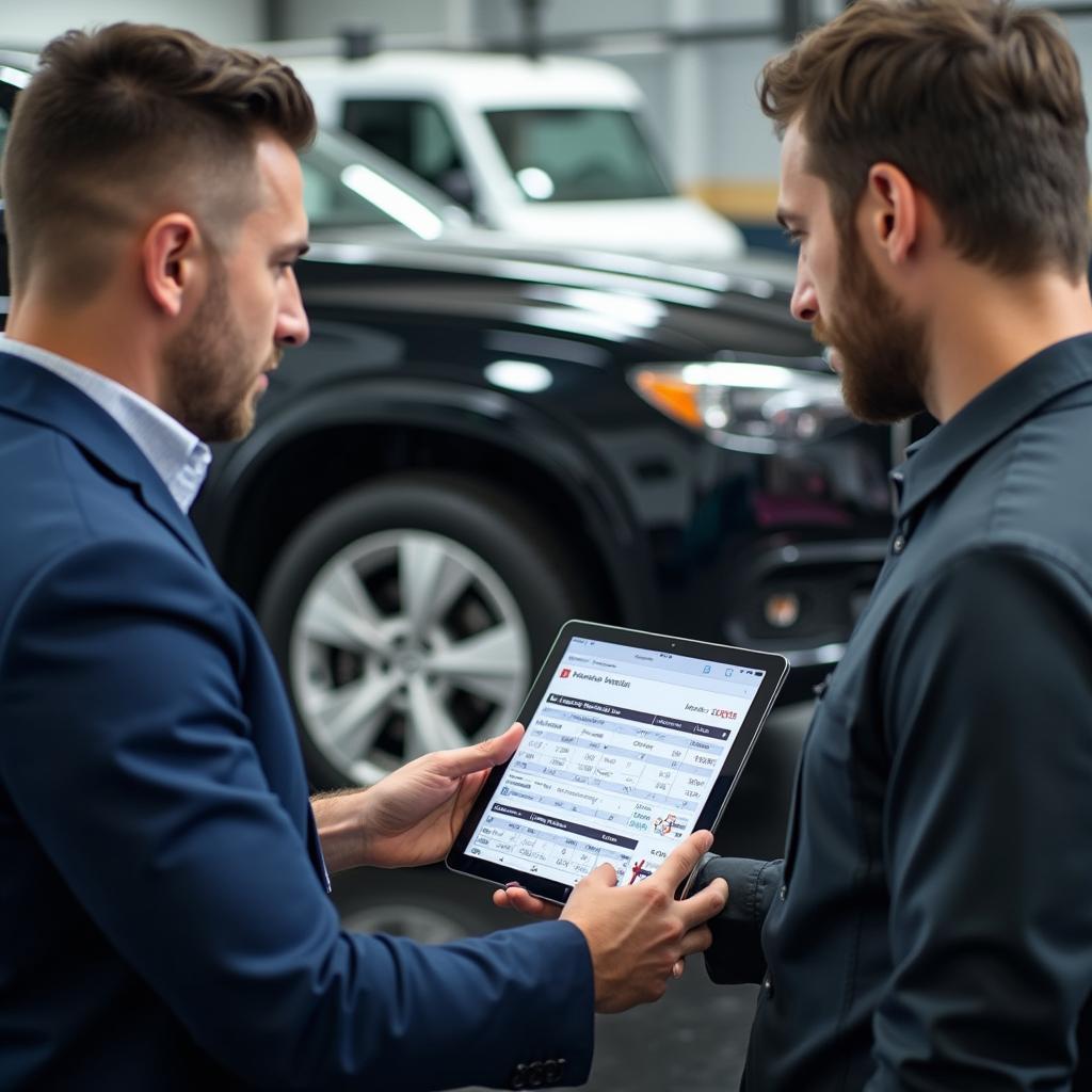 Auto Service Advisor Explaining Repairs