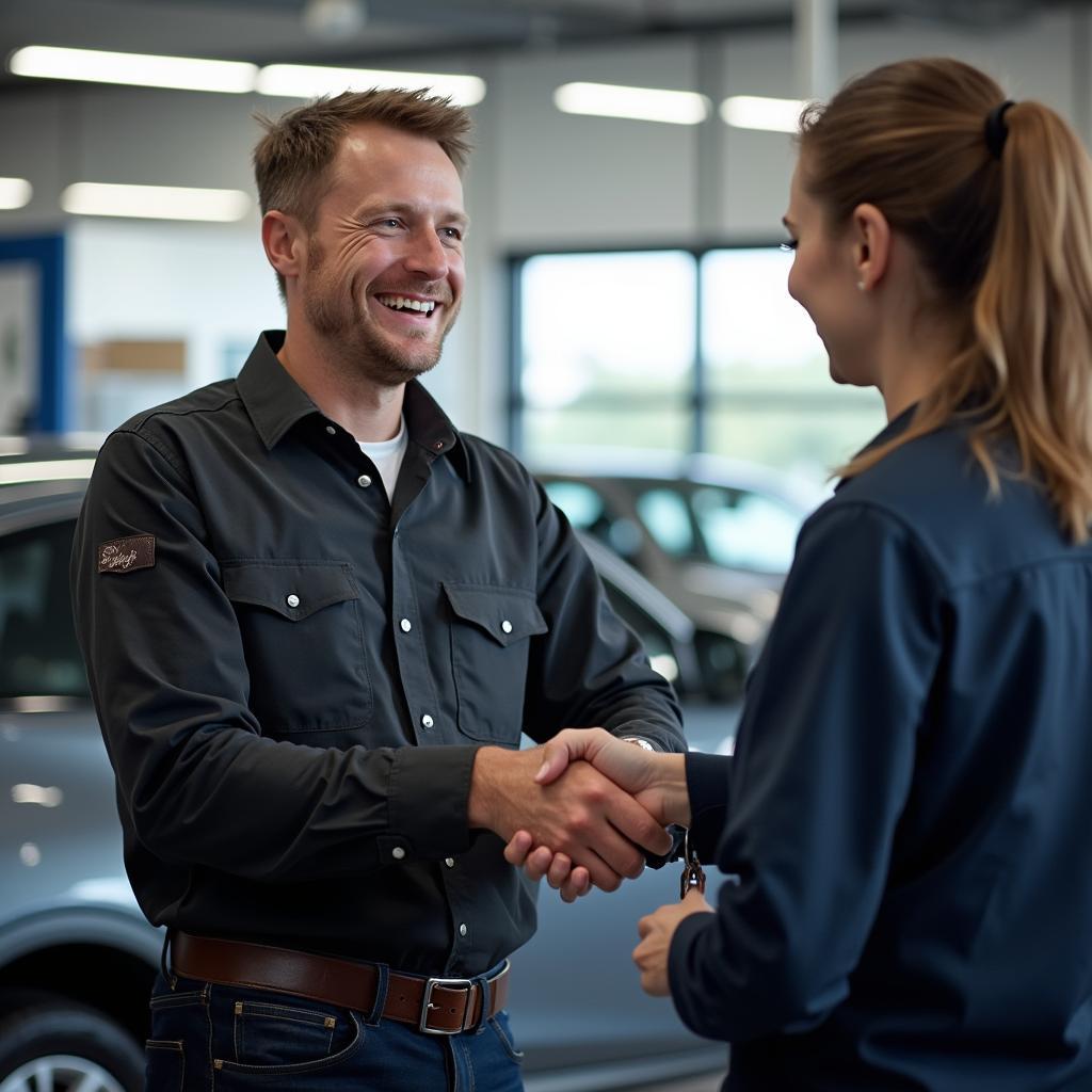 Happy Customer Receiving Car Keys