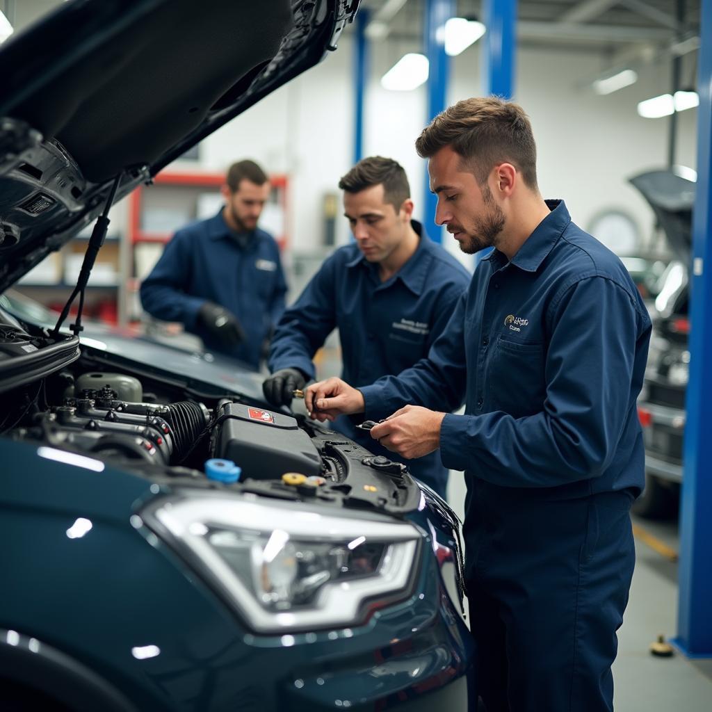 Qualified Mechanics Working on a Vehicle