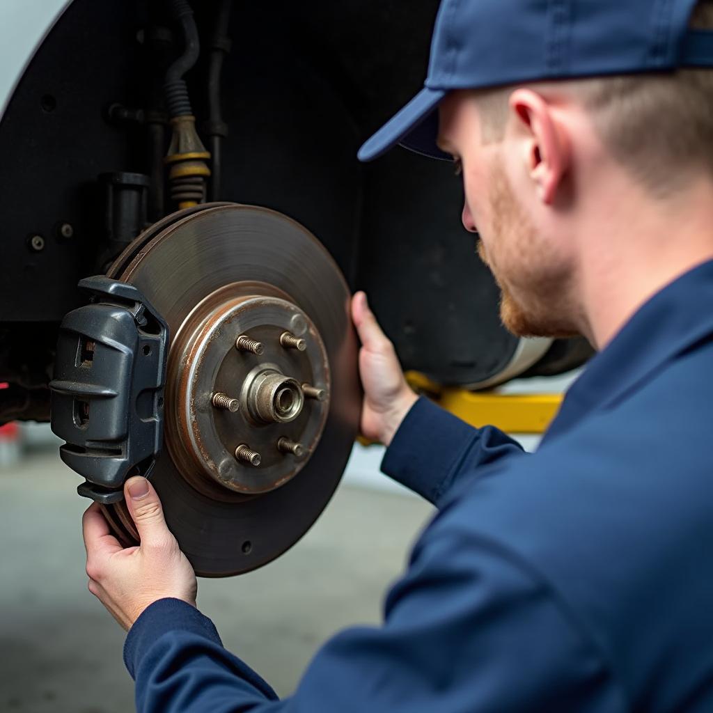 Brake Inspection at Auto Service Agency