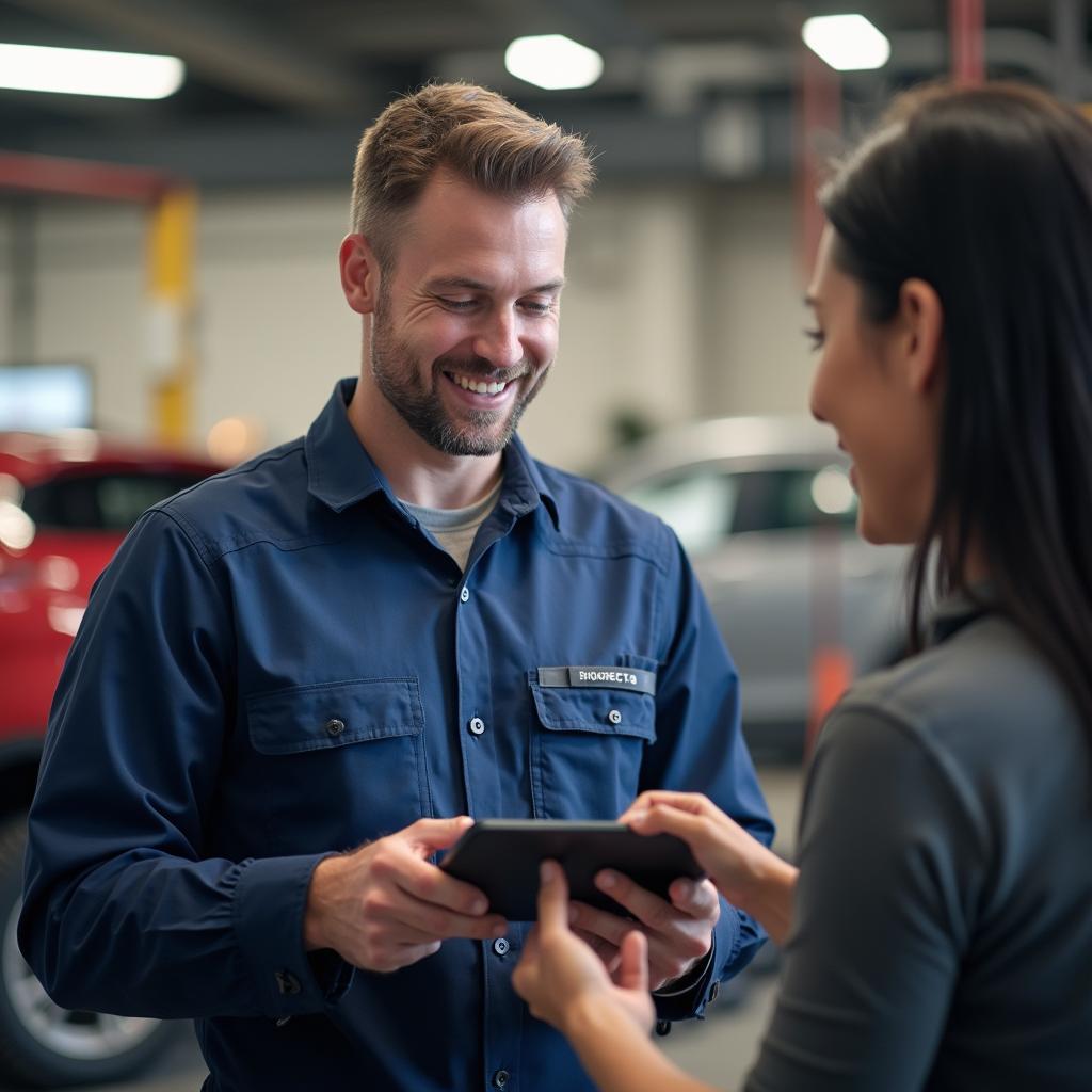 Mechanic scheduling an appointment with a customer