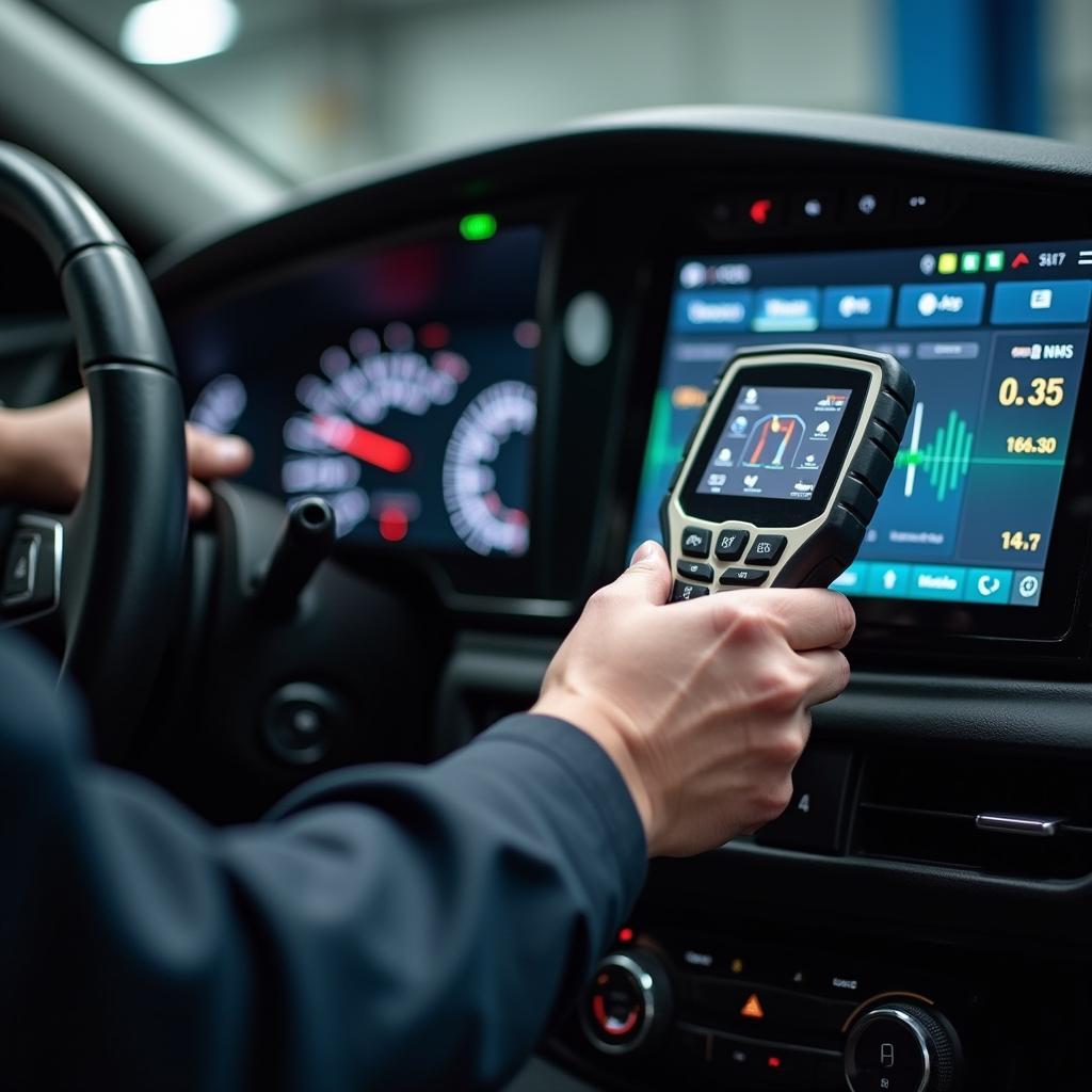 Car diagnostics being performed at an auto service center in Bloomfield Hills