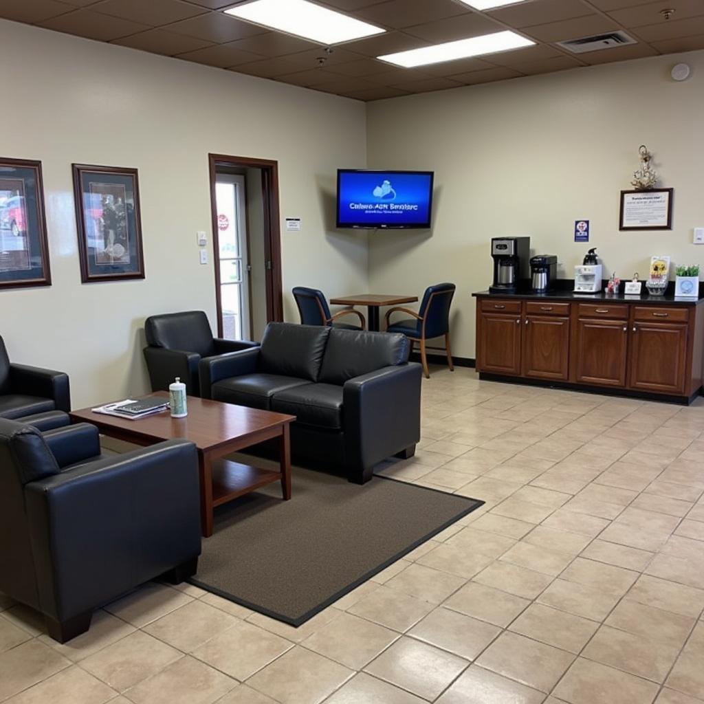 Comfortable waiting area in a Granbury auto service center