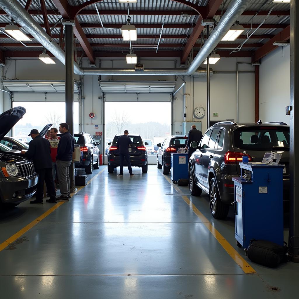 Busy auto service center in Russellville