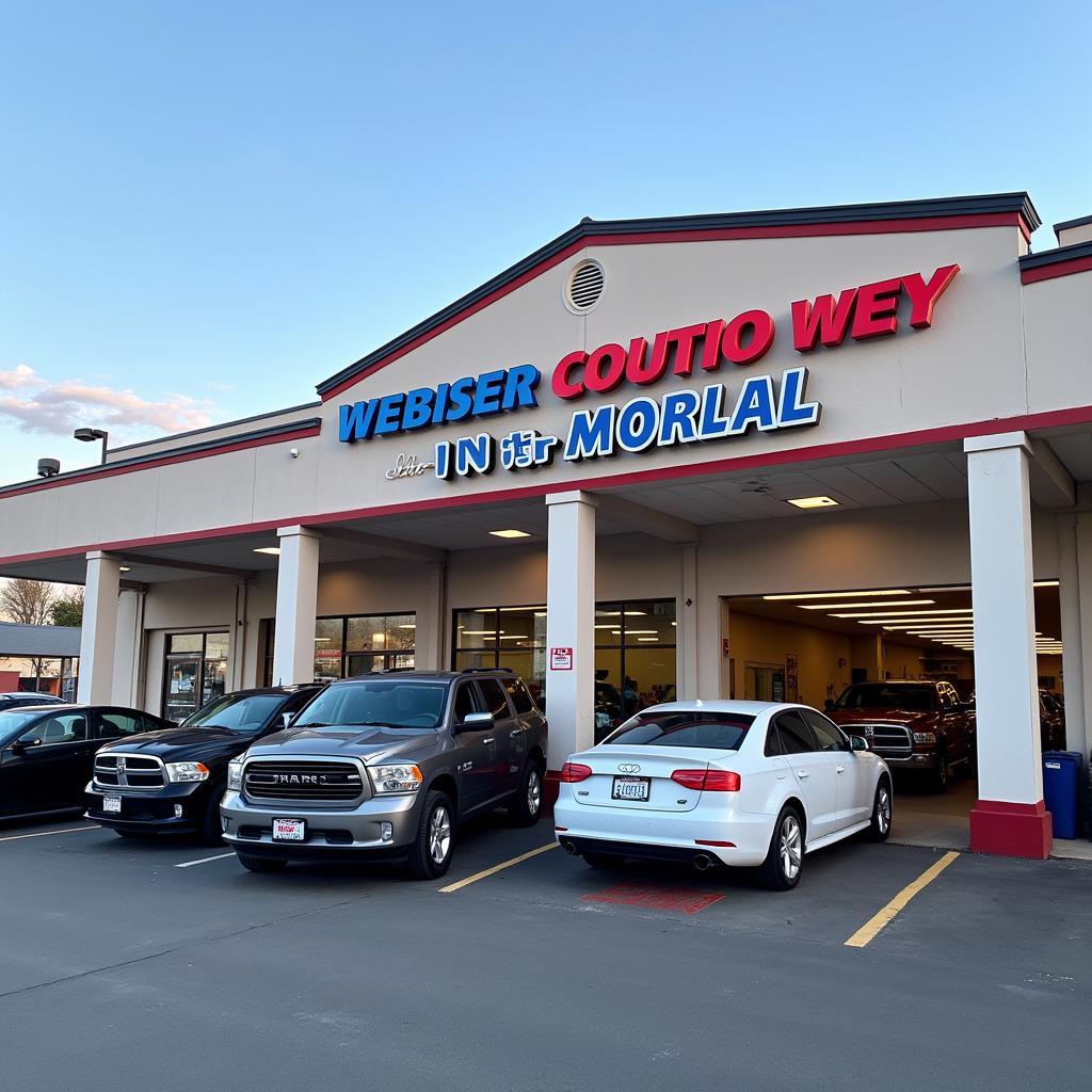 Modern auto service center outlet exterior