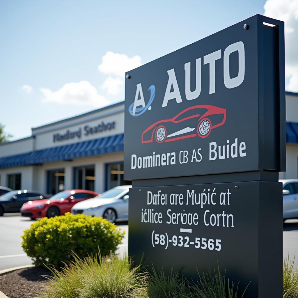 Modern auto service centre signage