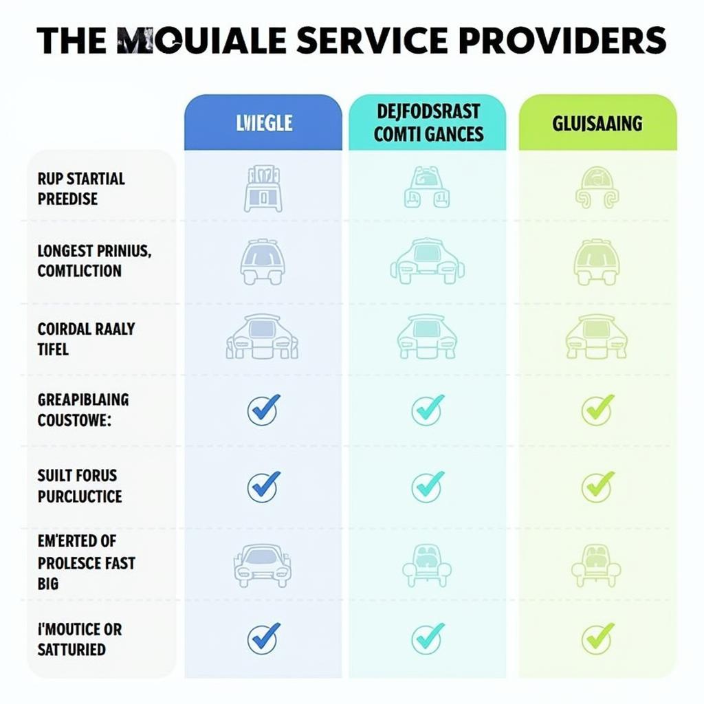 Auto Service Comparison Chart