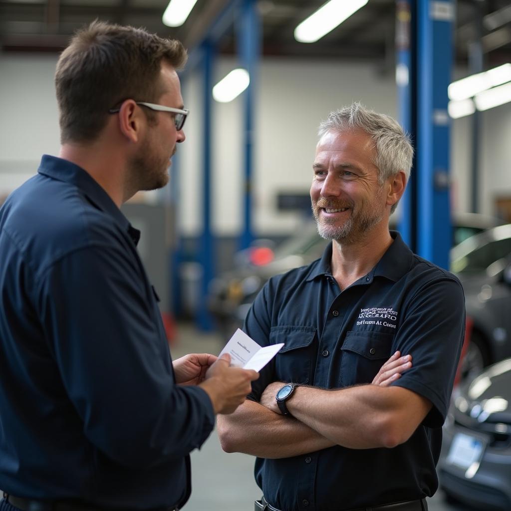 Customer discussing auto service needs in Tyler