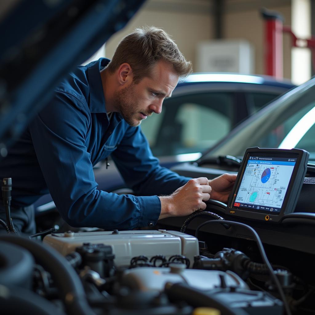 Technician Performing Engine Diagnostics in Fairview Park