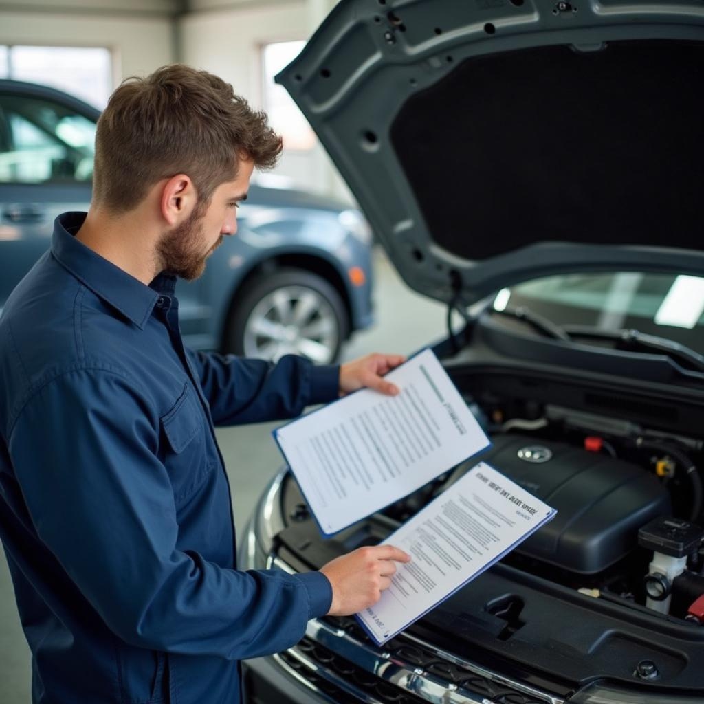 Auto Service Expert Explaining Warranty