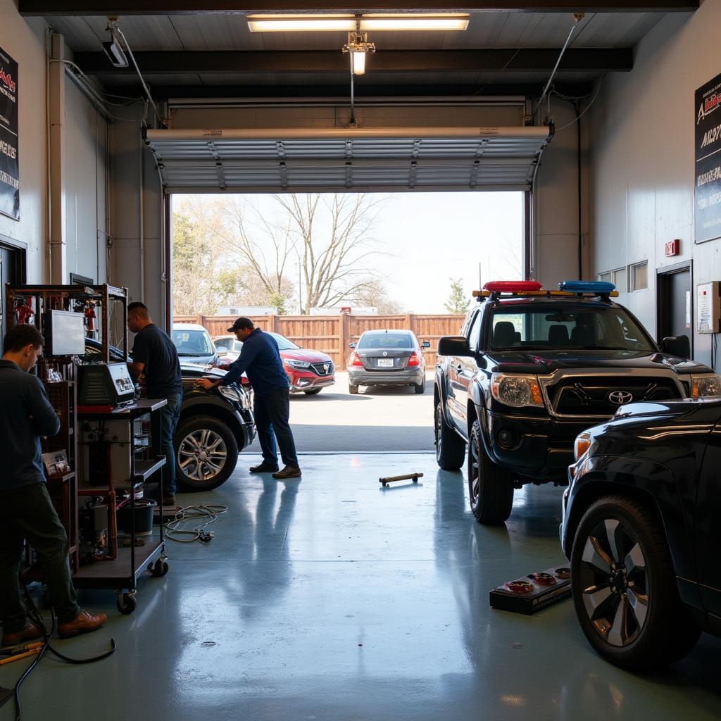 Well-equipped auto service garage