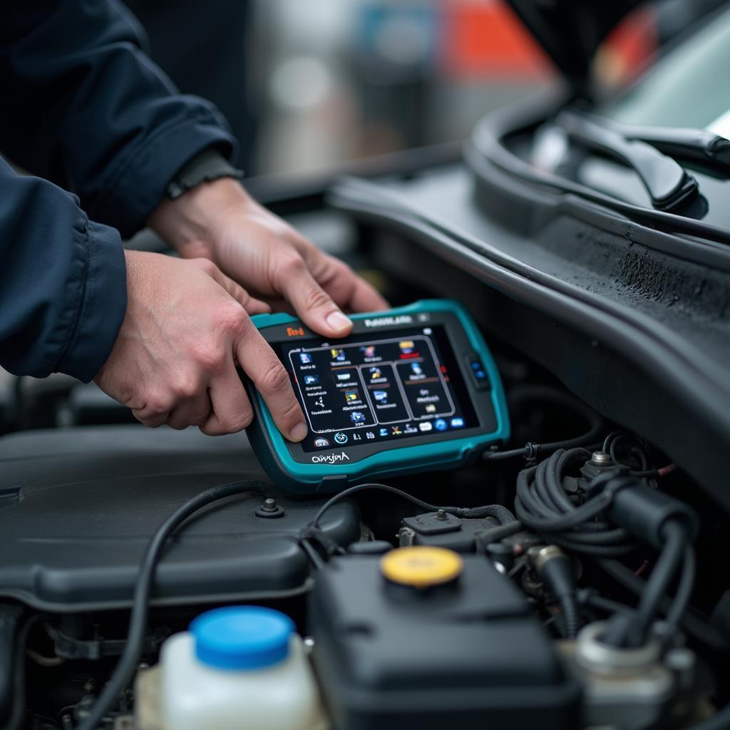 Mechanic Using Advanced Diagnostic Tools in Gdynia