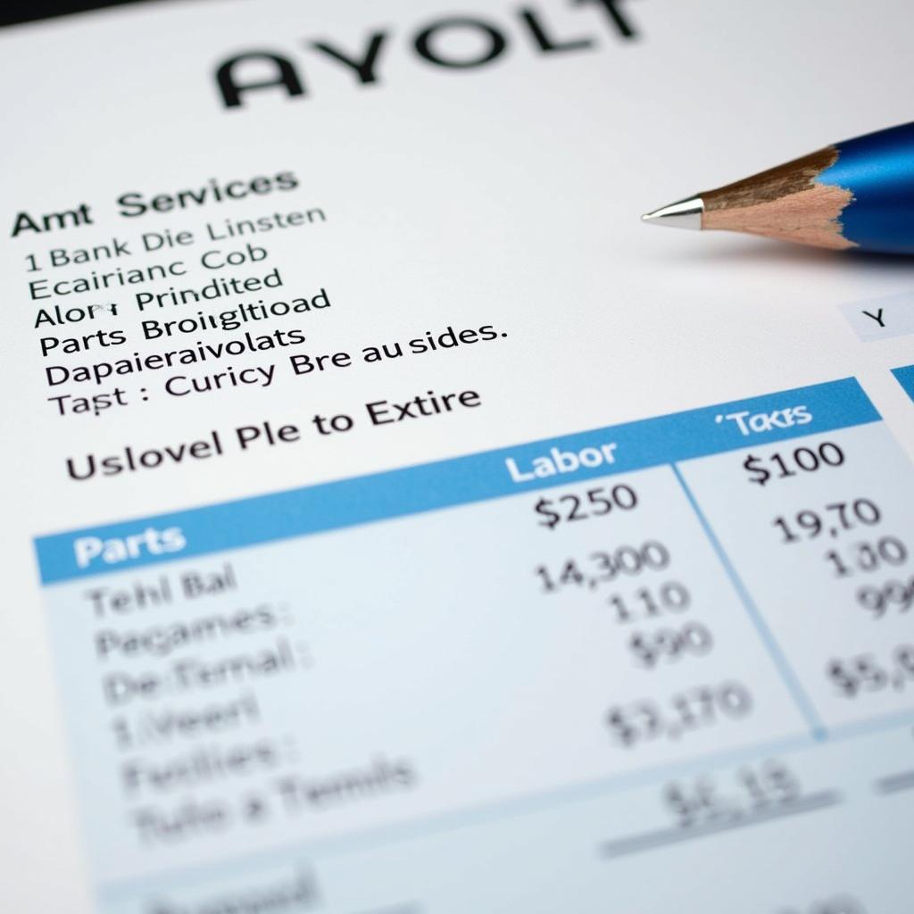 Detailed Auto Service Invoice