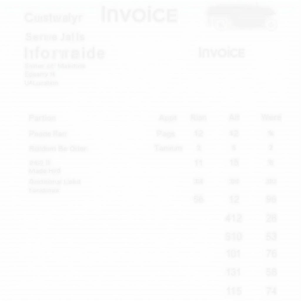 Sample Auto Service Invoice