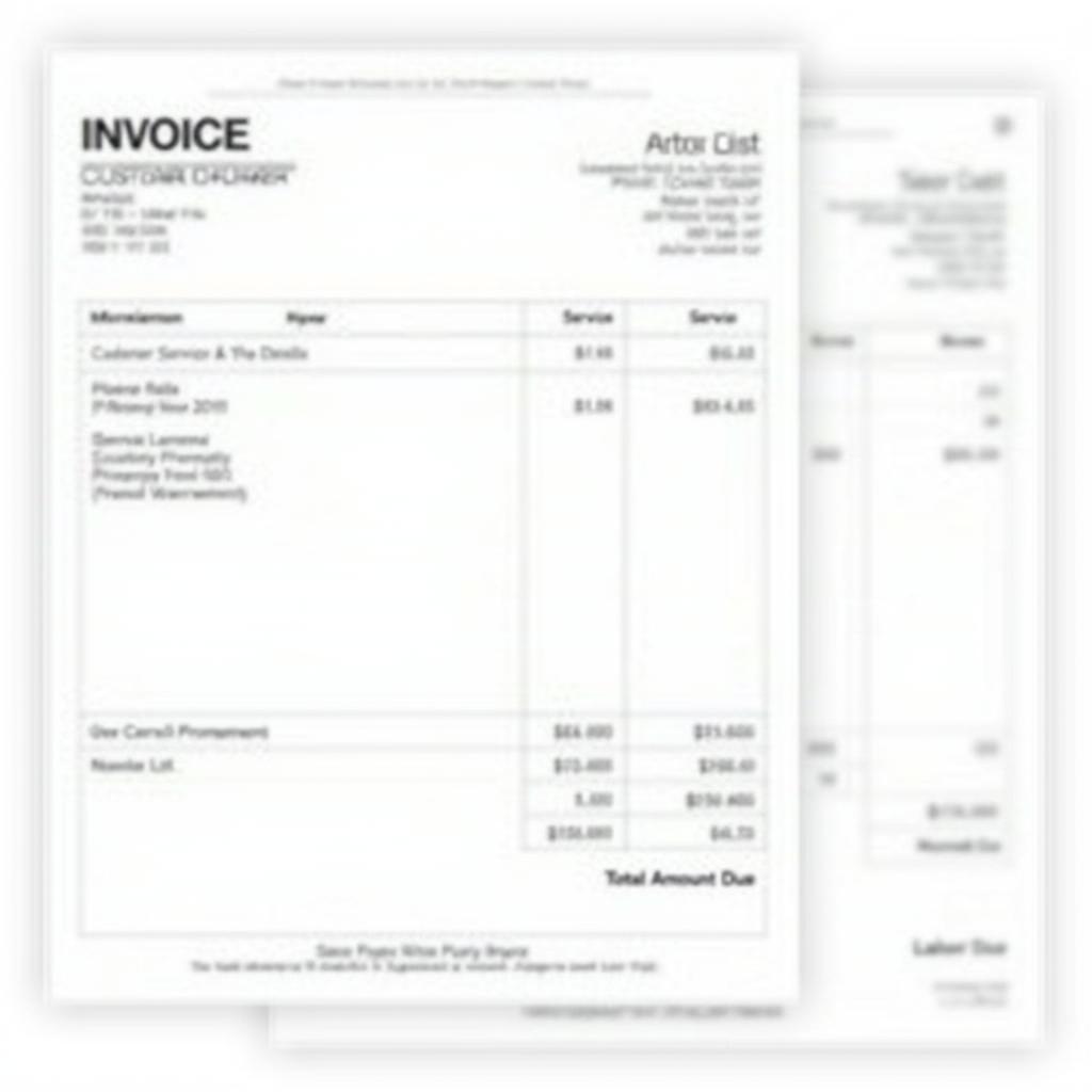 Sample Auto Service Invoice