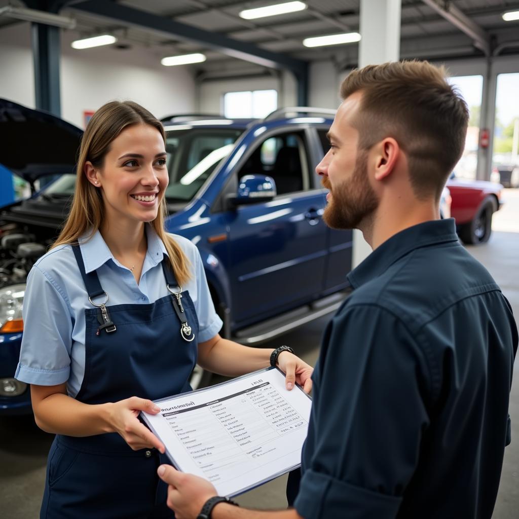 Auto service in Kensington MD: customer service representative assisting a client