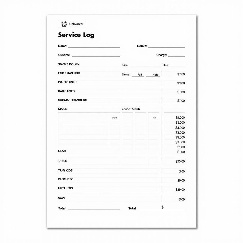 Example of a Detailed Auto Service Log Template